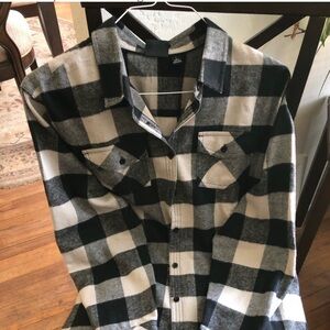 Burnside Black and White Plaid Shirt Jacket